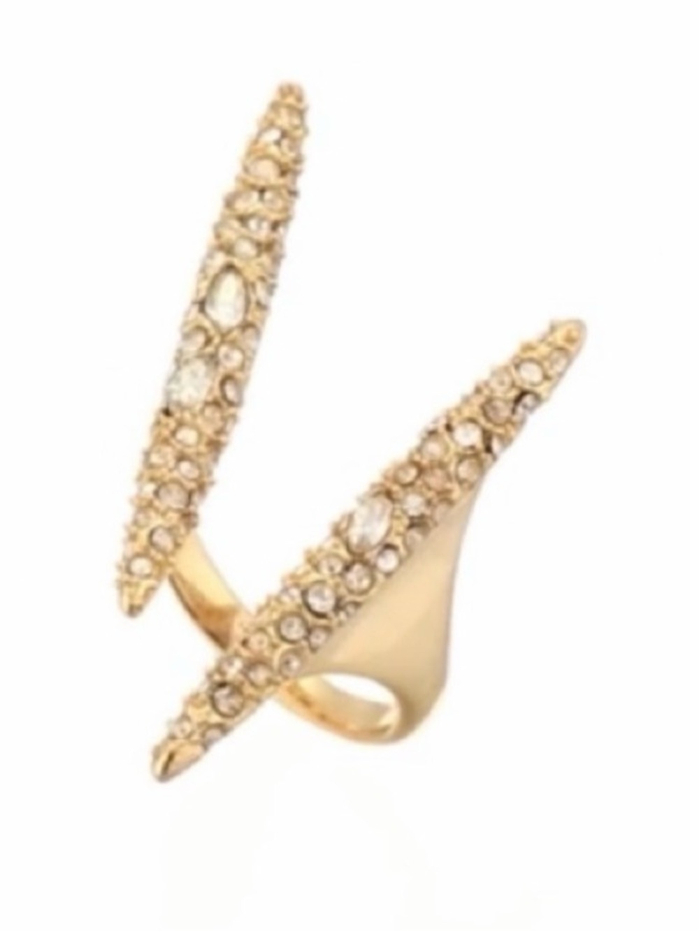 NEW Alexis Bittar Ring Encrusted Spike Modernist Crystal Double Spear JL20